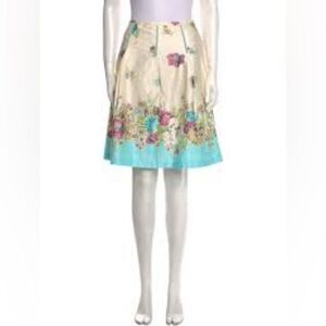Oscar de la Renta 14 Floral Print Knee-Length Skirt